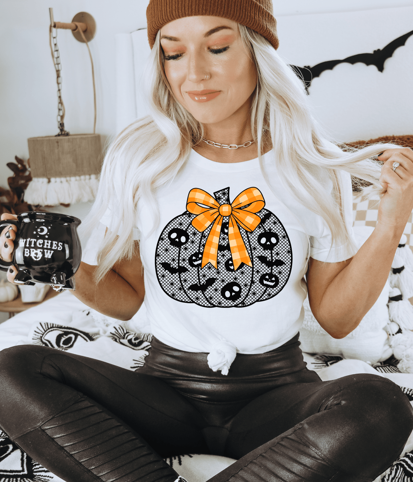 RTS HALLOWEEN PUMPKIN LACE ORANGE BOW SCREEN PRINT transfer ADULT 10X11 - Do it yourself Transfers